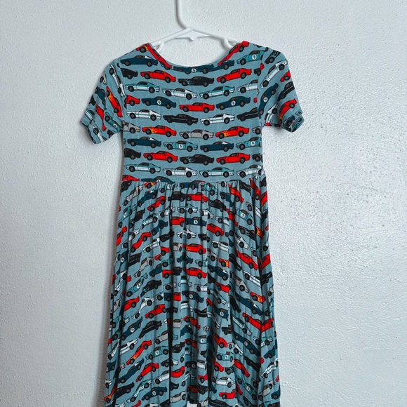 Posh Peanut Car Print Dress in Red and Blue - Picture 2 of 3